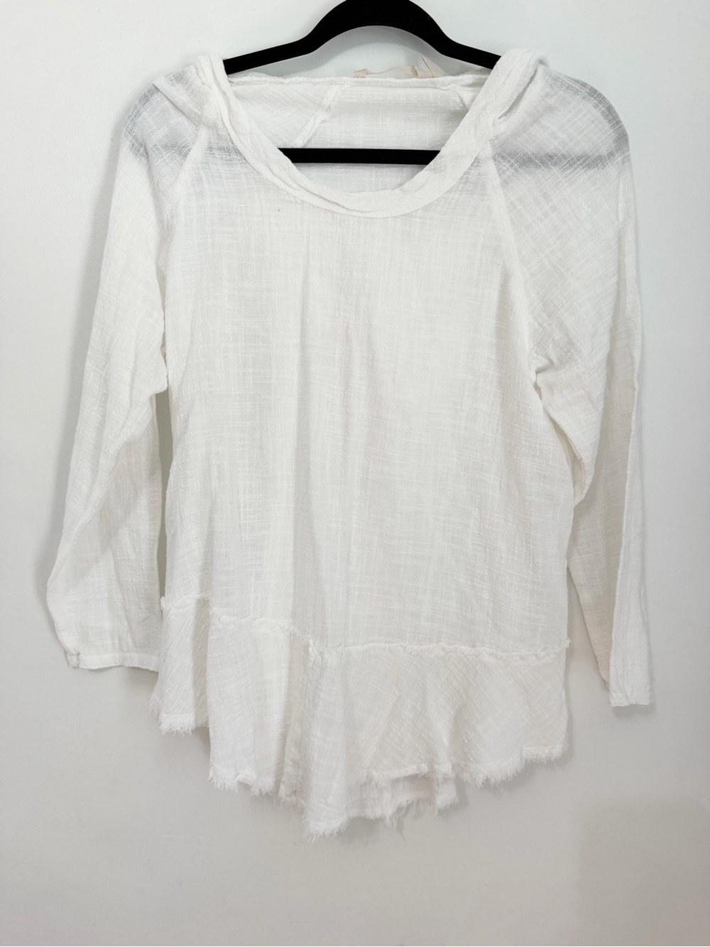 Soft surroundings size small petite white gauze hoodie beach indie boho